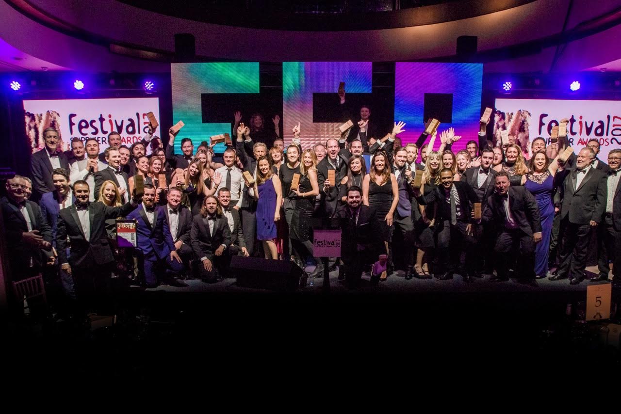 The Festival Supplier Awards 2017 winners take to the stage at the close of the ceremony