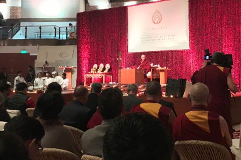 The Dalai Lama addressed an audience of over 3,000 at Talkatora indoor stadium in New Delhi