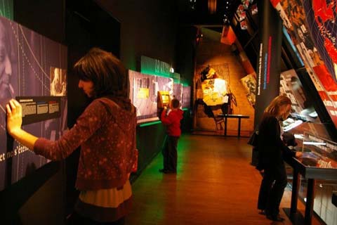 The exhibition features projected films, multimedia terminals, soundscapes and audio-visual archives