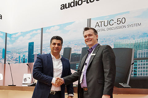 Audio-Technica’s Matthias Exner with Ertekin Elektronik sales and marketing manager Yurder Ertekin