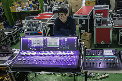 Jongyul Lee from Blessway with the company’s three Allen & Heath mixers