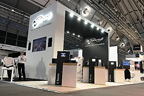 The Powersoft booth provided a first showcase for the new MiniMod 4 and LiteMod 4HC power modules