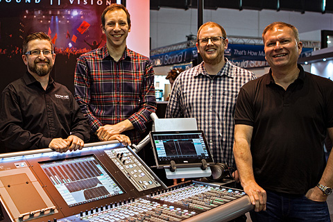 Nathan Hernando (business development manager, SSL Live), Andy Huffer (HD Pro Audio), Robin Conway (Capital Sound), and Paul Timmins (Capital Sound)