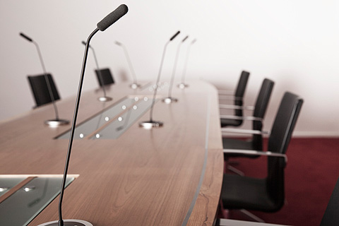 The DSM6000 Microphone Base is available in two colours - black and white