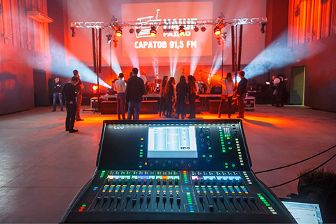 Stage Art Sound’s dLive at FOH for folk band Mgzavrebi at Nashe Radio.