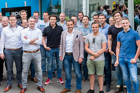 Herjan Mennegat and staff are joined by installers and integrators at their Community distribution launch event