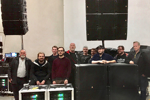 Don Ludwig, Ludwig Marketing; Eric Dobson & Bob Murr, techs; Alex Kociper, GCS tech; Tim Swan, GCS VP/GM; Joe Perona, GCS tech; Adam Rosenthal, tech; Nick Dahl, GCS tech; Rick Woida, Adamson engineer & Brian Fraser, Adamson senior engineer (photo: TommyG)