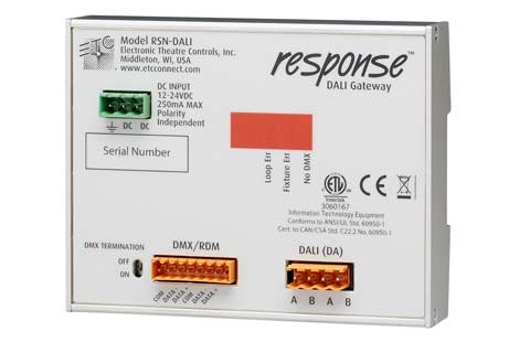 DALI Gateway delivers a single loop of DALI control for up to 64 devices
