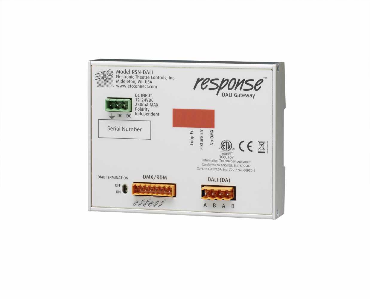 DALI Gateway delivers a single loop of DALI control for up to 64 devices