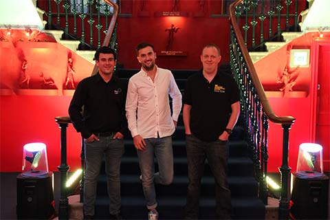 Paul De Luca (hire manager at Black Light), Grant Anderson (lighting designer at GXL Designs) and Paul Claydon (head of lighting at Edinburgh International Festival)