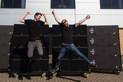 Nitelites Tim Wann and Mike Platt celebrate the arrival of K1