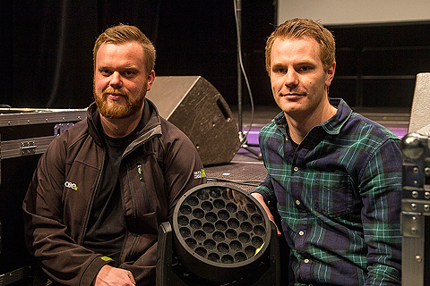 Light Partner’s Johan Kvartborg with house lighting designer Jesper Levin (photo: Louise Stickland)