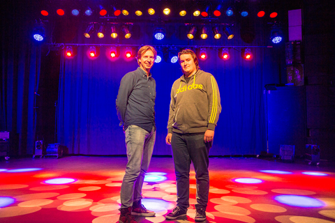 Jeroen van Aalst (Controllux) with Vorstin production assistant Robin von Zijl (photo: Louise Stickland)