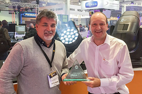 Claypaky’s Francesco Romagnoli and Ambersphere’s Philip Norfolk at PLASA 2017