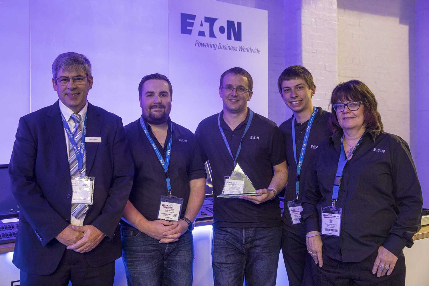 Zero 88 Team at PLASA 2017: David Catterall (general manager), Tyler Holpin (international sales), Jon Hole (product manager, entertainment), Edward Smith (product support) and Mandy Bullock-Williams (sales executive, lighting systems)
