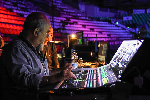 Sound engineer Marco Lecci at the Mandela Forum in Florence