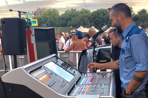 FOH engineer Kenny Kaiser with SSL L500 on tour with The Killers