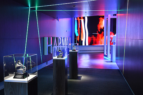 The corridor is adorned with Technical Grammy Awards