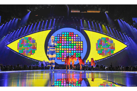The stage design is dominated by a 130ft eye-shaped LED screen (photo: Steve Jennings)