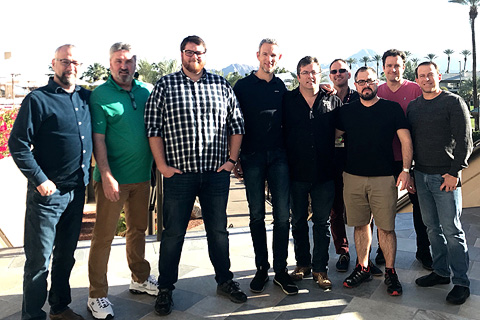 The ACT Lighting sales team, with Ayrton’s Michael Althaus:  Shawn Sack, Keith Bennett, Doug Mekanik, Michael Althaus (centre), Brian Dowd, Aaron Hubbard, Alex Monast, George Masek, James Davey
