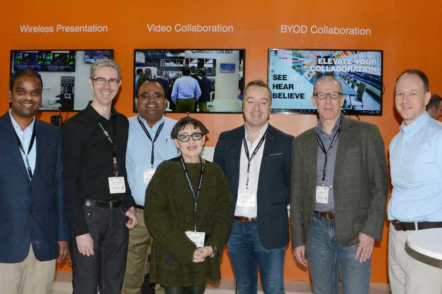 Bala Krishnamoorthy, ClearOne; Stuart Cunningham, general manager, CUK; Grifiths Zachariah, ClearOne; Zee Hakimoglu, chairman & CEO, ClearOne; Stuart Thomson, MD CUK; Simon Druce, sales director, CUK; Andrew Loadman, ClearOne