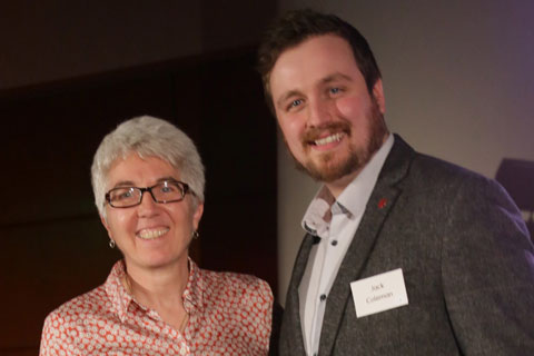 ALD chair Johanna Town presents the Michael Northen Award to Jack Coleman