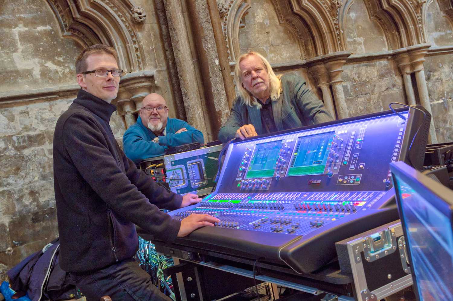 Erik Jordan, Ian Barfoot and Rick Wakeman at the dLive in Lincoln Cathedral