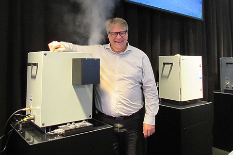 MDG CEO Martin Michaud with the Me1-WPE weather resistant fog generator