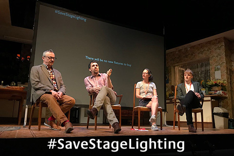 Adam Bennette, Rob Halliday, Paule Constable and Robbie Butler talk at the National Theatre