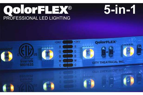 QolorFLEX 5-in-1 LED Tape is an interior-grade RGBWWCW LED Tape with high output brightness