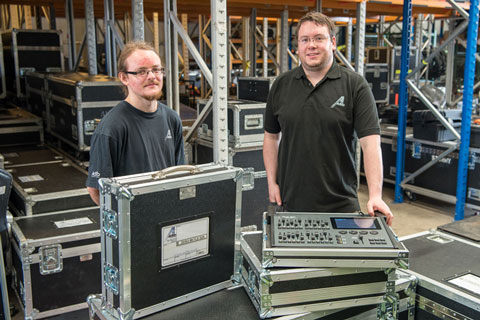 Adlib’s Matt Plummer (control technician) and Simon Pettitt (lighting technical manager) (photo: Steve Sroka)