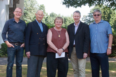 Hansjorg Schmidt (BA (Hons) Lighting Design programme director), Hugh Ogus, (LET Trustee), Clarie Middleton (Rose Bruford College principal), Nick Hunt (head of School Design, Management and Technical Arts), Bob Venning (LET board of management chairman)