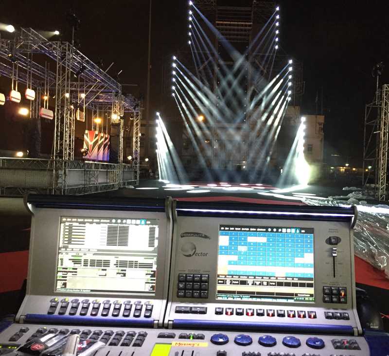 The challenging set was programmed and controlled by Compulite consoles