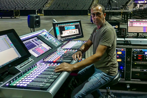 Front of House engineer Jim Ebdon