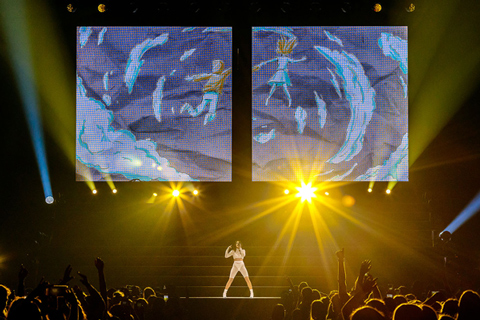 Fifty-four Robe Spiider LED wash beams are a vital part of the lighting rig (photo: Todd Moffses)