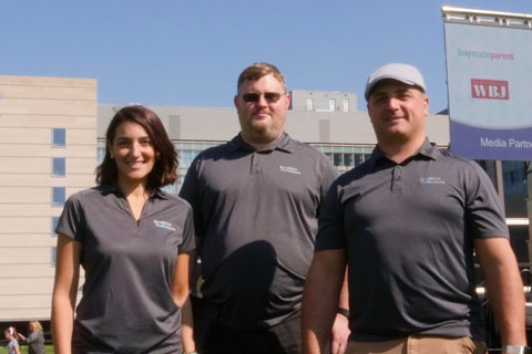 Revelation Productions' Amy Palumbo, audio engineer Josh Hamilton, and president Anthony D'Elia