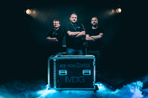 Jonnie Clough, Mike Somerville and Derek Ridley of Blue Parrot with their new ICE FOG Compack HP