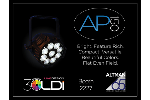 The AP-150 is a compact and lightweight, 135-watt RGBW LED wash
