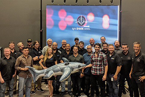 CSO Juan Jose Vila and Lightshark product manager Alejo Cervera of WORK PRO with Joel Henry and the rest of the Blizzard sales team