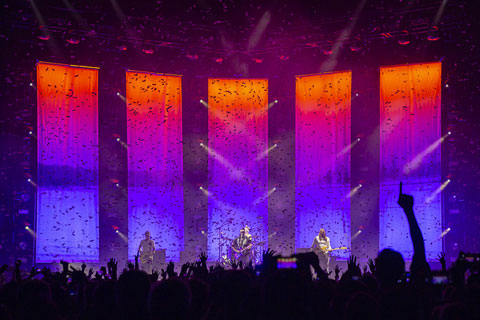 The set design for the show features five individual cyc panels