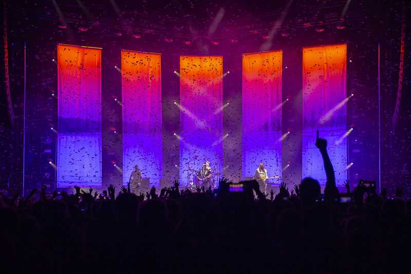The set design for the show features five individual cyc panels