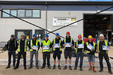 The Pearce Hire team with the Prolyte Arc Roof System