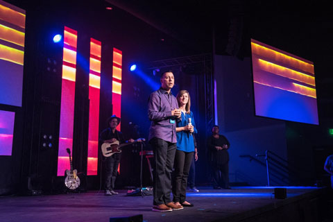 The new lighting system is used on high-energy weekend services