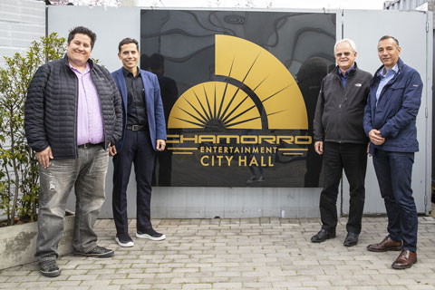 Andres Chamorro; Guillermo Traverso, Robe’s regional sales manager for Latin America; Harry von den Stemmen, Robe’s sales director and Camilo Aranguren, MD of distributor AV Com Colombia (photo: Louise Stickland)