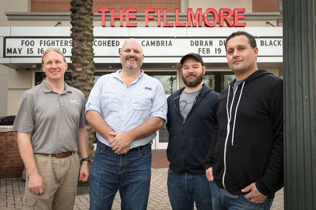 John Jenkinson, Bandit Lites; Brad White, Avolites/Group One; Austin Dominique, Fillmore New Orleans and Dan Schartoff, Live Nation