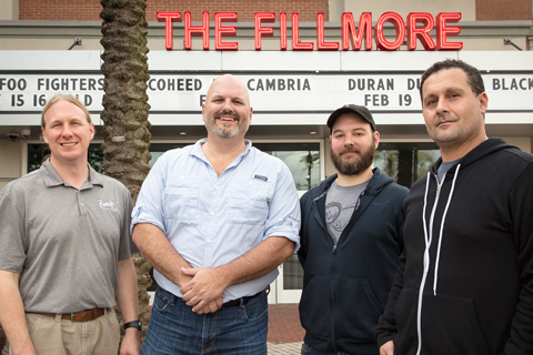 John Jenkinson, Bandit Lites; Brad White, Avolites/Group One; Austin Dominique, Fillmore New Orleans and Dan Schartoff, Live Nation