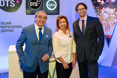DTS co-founder Silvano Latteo, DTS international sales manager Rafaella Scaccia and GDS co-founder Richard Cuthbert
