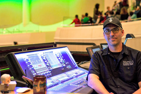 Rob Albrecht at FOH with the San Luis Obispo PAC dLive S7000
