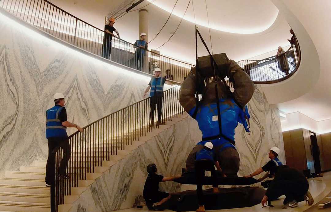 The package was lowered gently into its final position