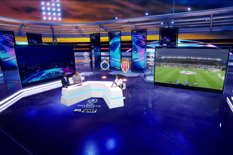 Coverage of Champions League football is delivered from a versatile virtual studio in Brussels